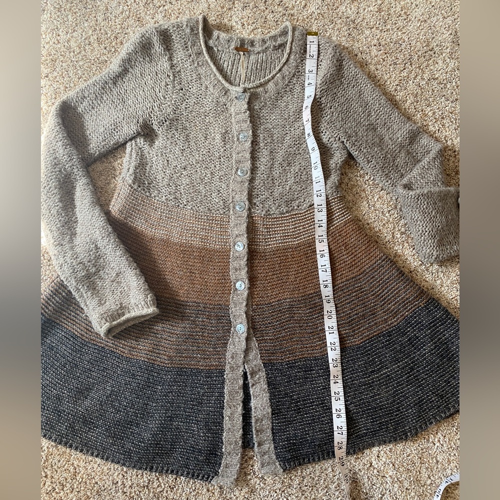 Free People Striped Wool Long Cardigan - S - Picture 4 of 5